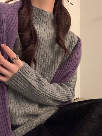 // 100%羊毛軟糯親膚半領坑紋NT