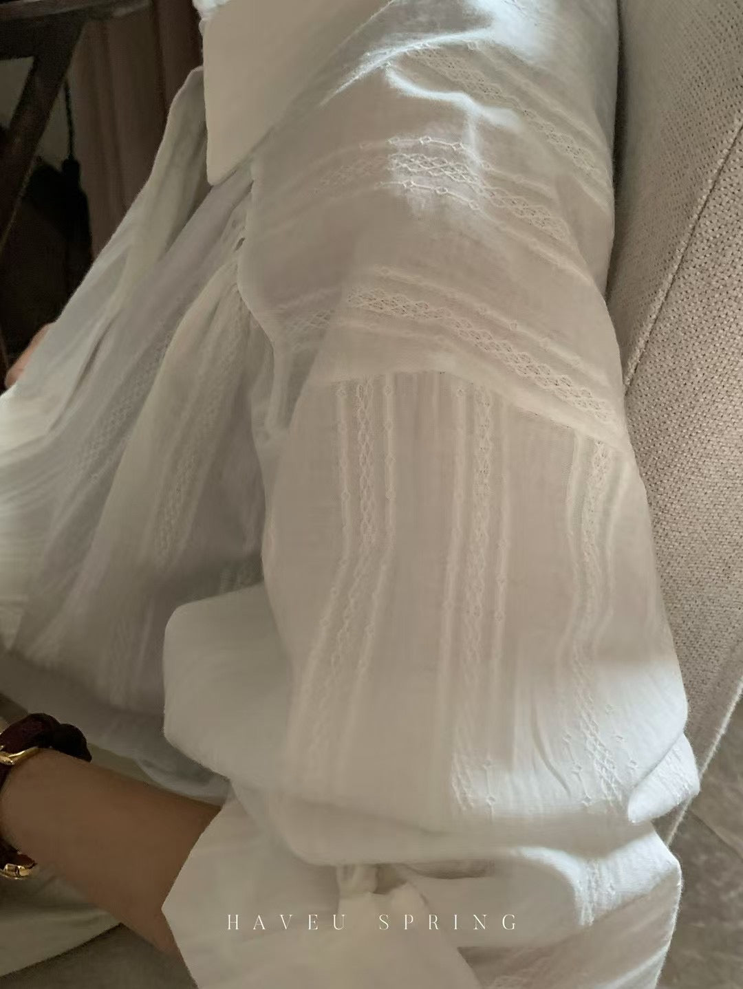 // 100%肌理感暗紋後壓褶SH