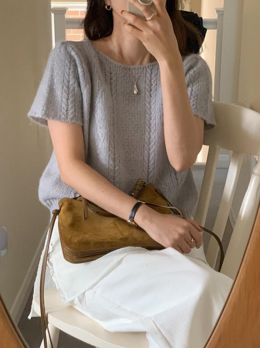 // 超美織紋可單穿/疊穿短袖羊毛NT