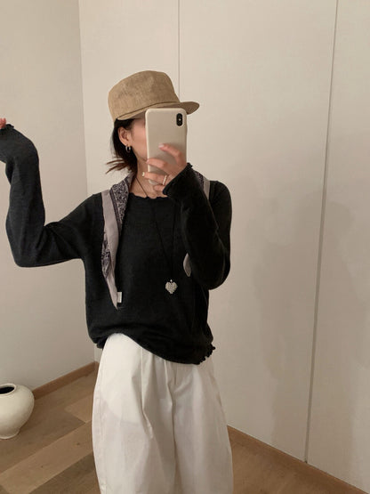 // 5%fine wool超親膚大彈性木耳邊TEE