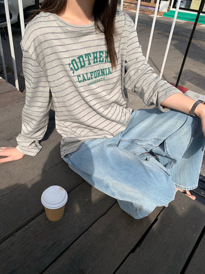 🏏 休閒風撞色字間條TEE