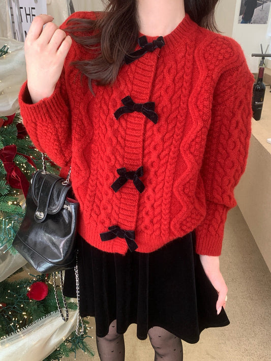 // 節日感絲絨蝴蝶結麻花CD