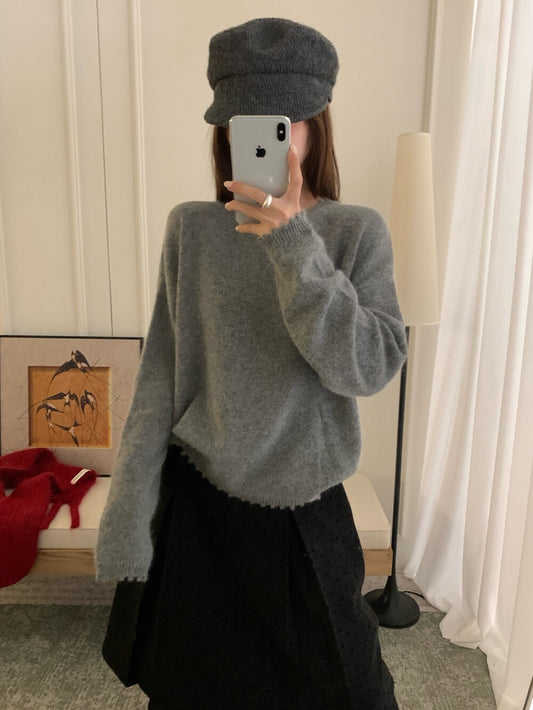 // 30%綿羊毛不規則鬚鬚邊毛衣