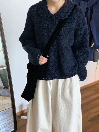 // 重工手工鈎花包扣口袋翻領CD