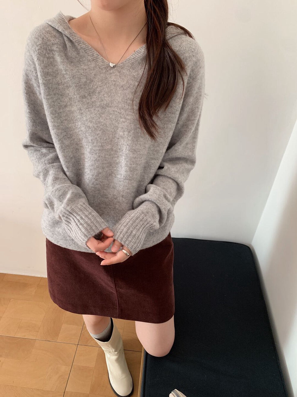 // 100%綿羊毛無縫一體連帽NT