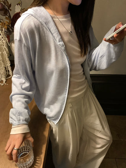 // 春夏薄薄連帽拉鍊冷外套