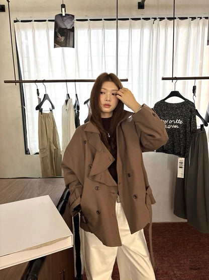 J52 / 帥氣可立領連腰帶修腰trench coat