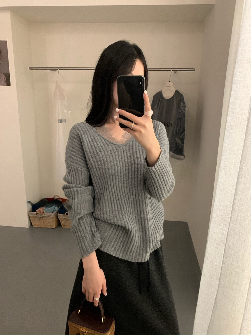 // 12%綿羊毛lace邊假兩件NT