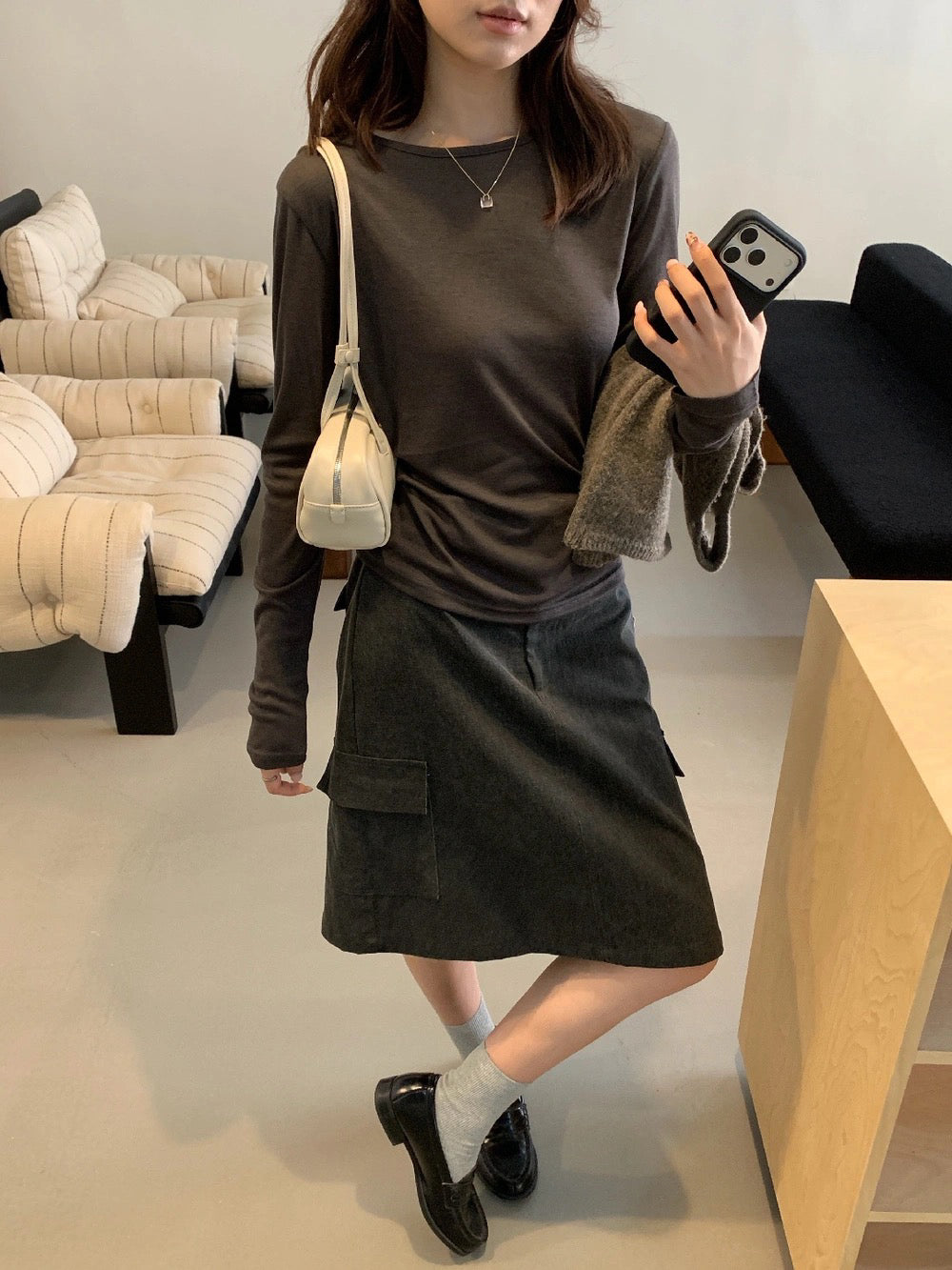 T08 / 顏色超美撞色疊穿針織背心+打底上衣兩件套