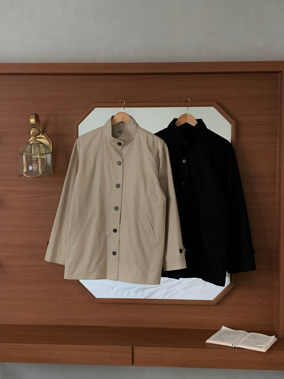 // 高品質立領中長trench coat