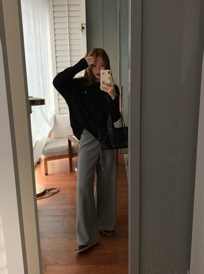 // 超顯瘦粗褲頭休閒長褲