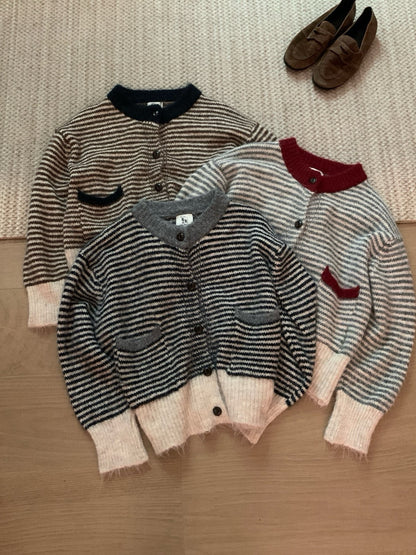 (部分現貨) // 溫柔毛絨感撞色衣擺間條CD