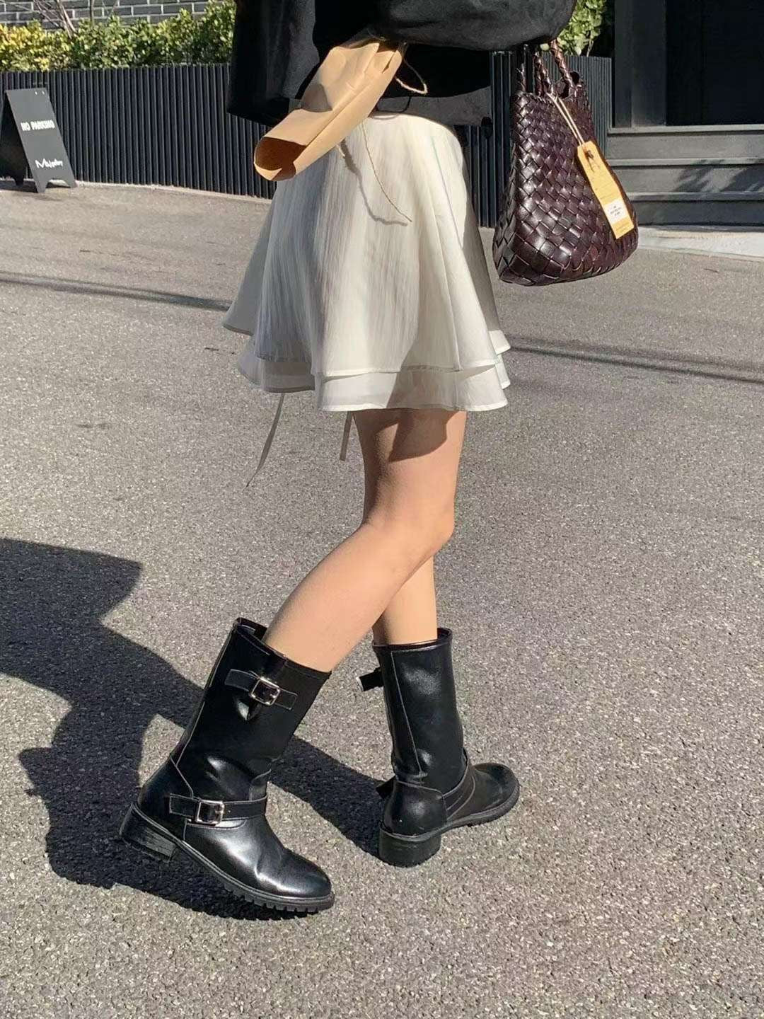 // 側綁腰兩層紗微魚尾SK