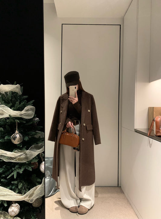 // 100%羊毛經典雙排扣手工外套