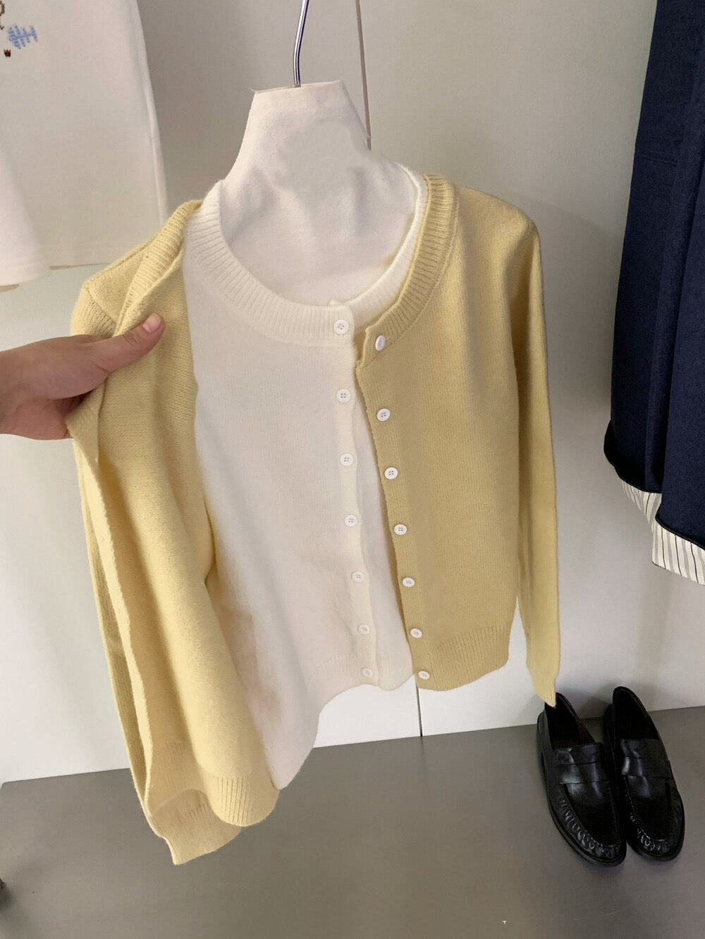 // 檔口爆款軟糯撞色假兩件CD