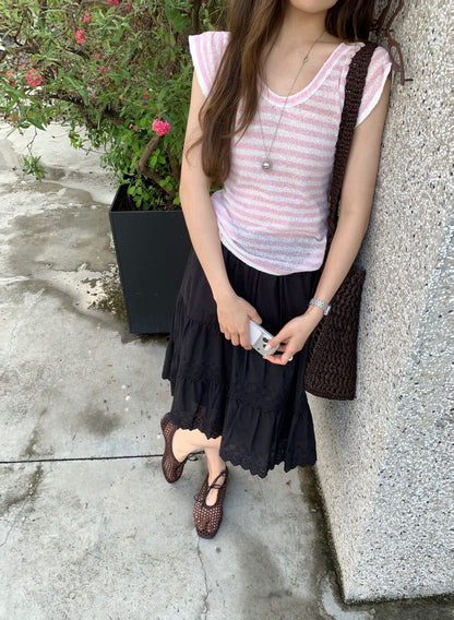 // 肌理感小飛袖遮肩針織上衣