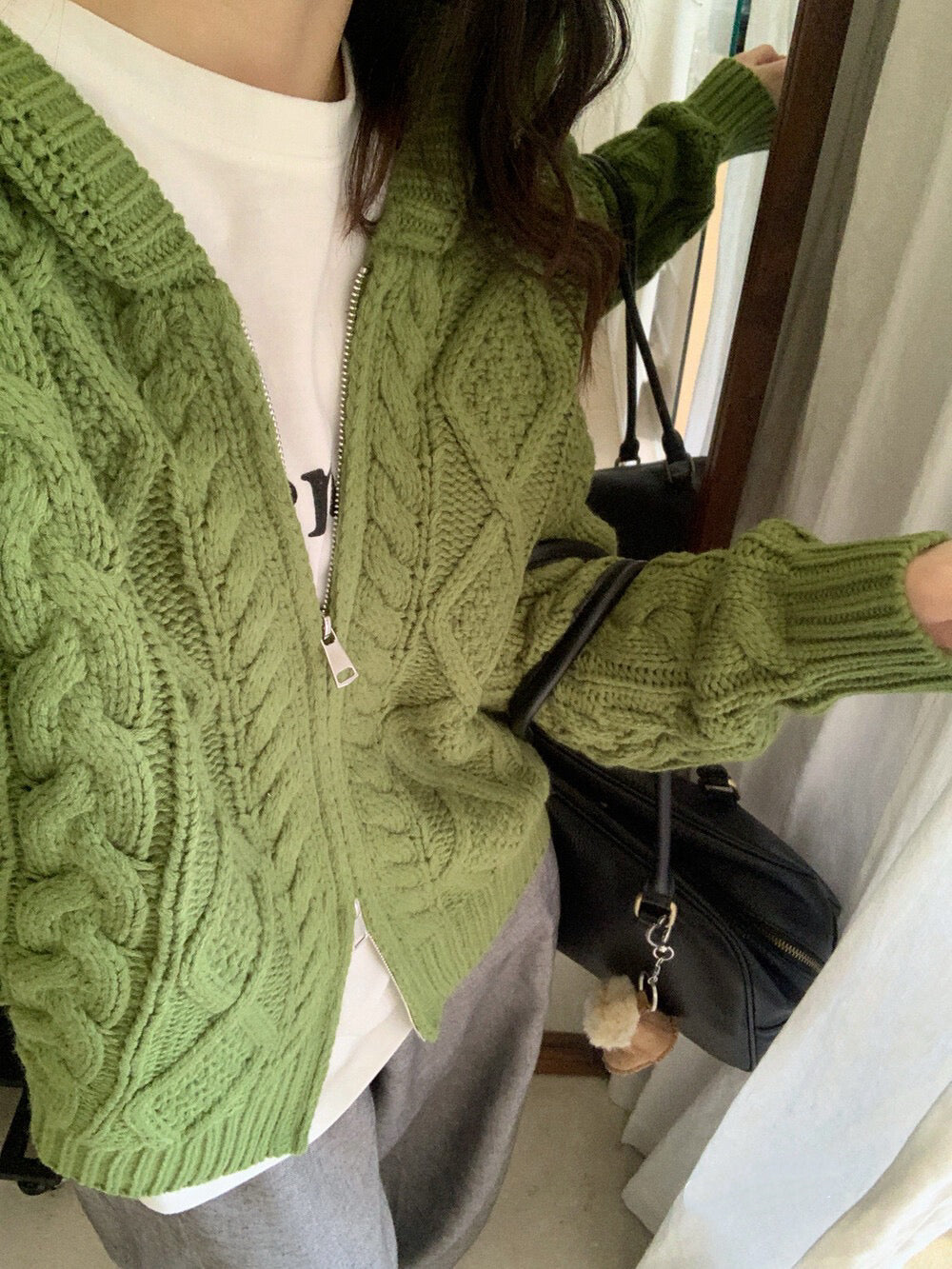 // 重工麻花上下拉鍊連帽CD