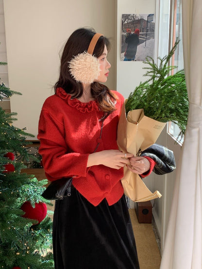 // 設計感花邊領口CD