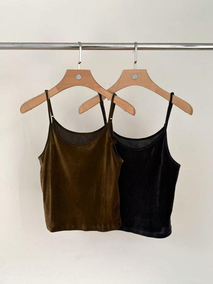 // 高級感絲絨疊穿小吊帶