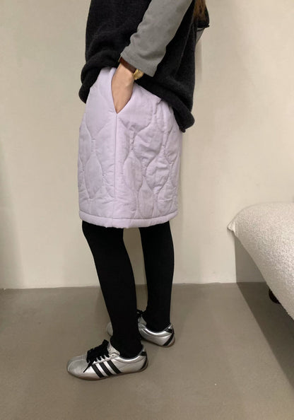 // 大熱菱格夾棉A字短裙