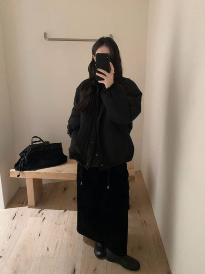 // 極簡風小立領薄夾棉外套