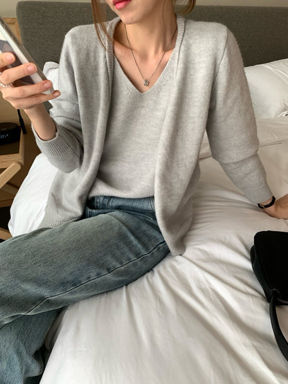 (部分現貨) // 超soft 5%羊毛背心+外套兩件套