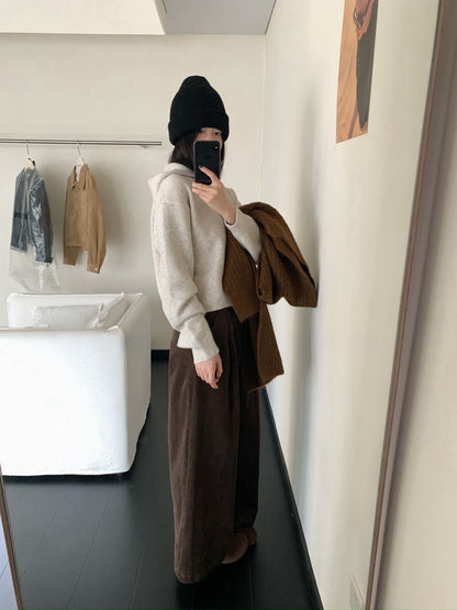 // 30%羊毛軟糯排扣連帽外套