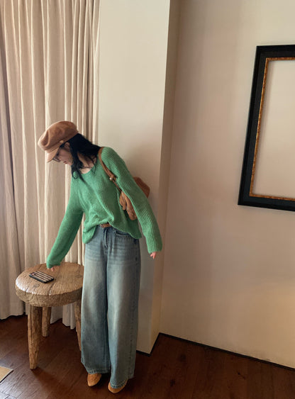 // 復古洗水色直筒牛仔褲