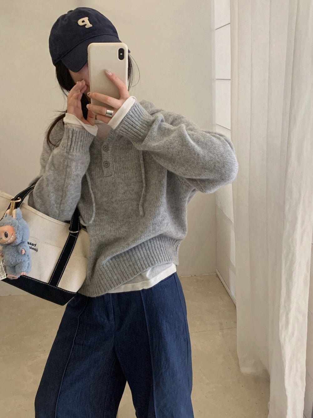 // 100%wool半鈕扣連帽NT