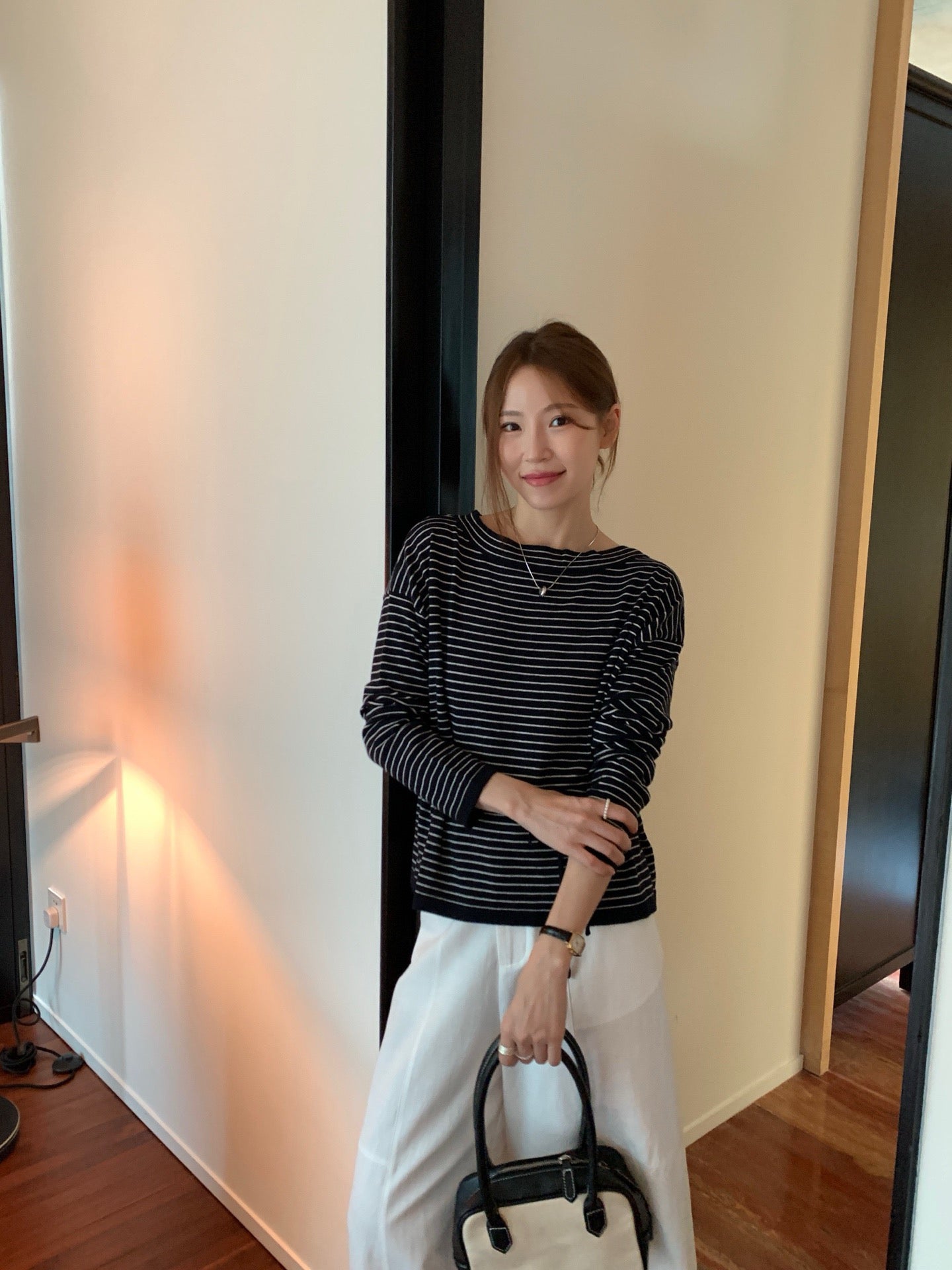 // 三種穿法8%wool親膚間條綁腰NT