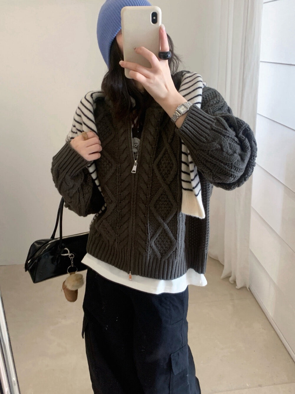 // 重工麻花上下拉鍊連帽CD