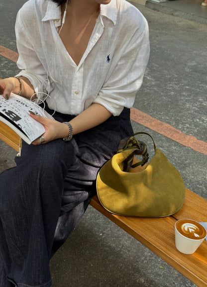 // 頭層牛皮麂皮絨hobo bag(肩帶可調)