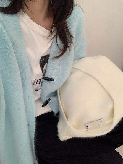 // 超軟糯寬鬆中長牛角鈕CD