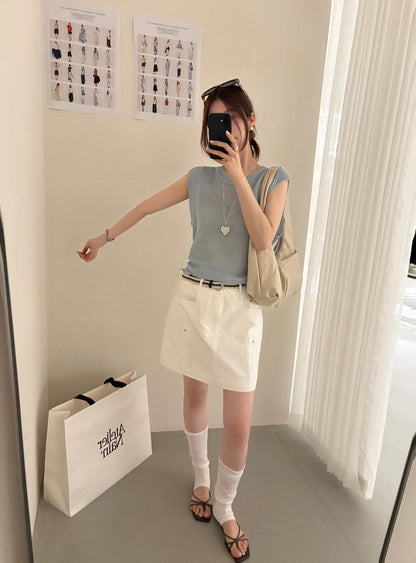 // 背後綁腰小性感針織背心