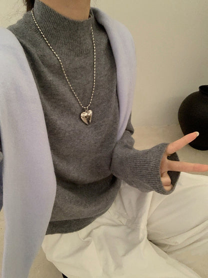 // 100%綿羊毛無縫一體小立領針織上衣