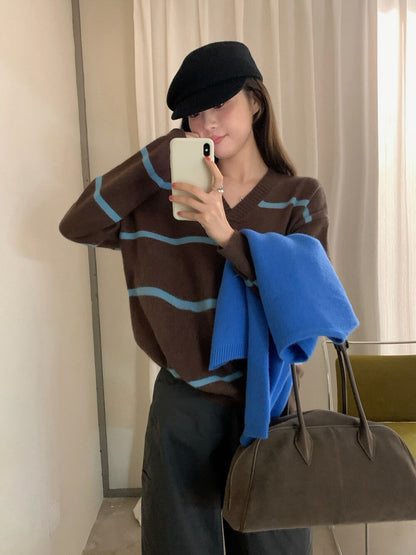 // 高質料6色raccoon柔軟V領毛衣