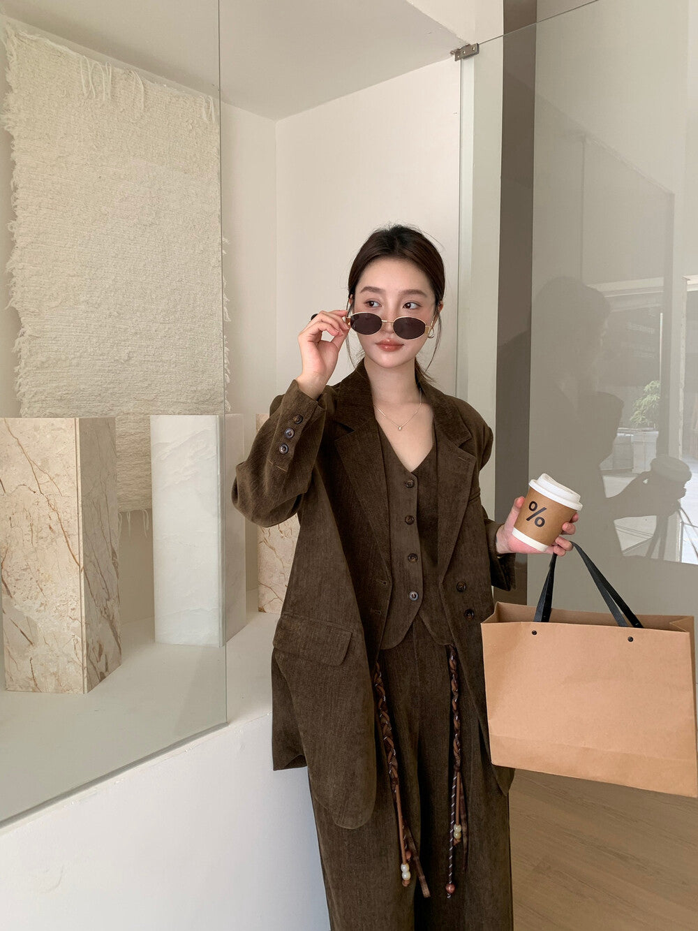 // 超美雪尼爾絨馬甲+褲+外套SET(外套可分開單買)