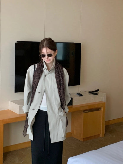 J10 / 超氣質可立領口袋中長trench coat