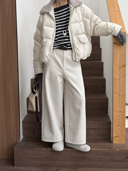 // 極簡BB絨九分直筒褲