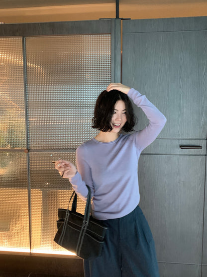 // 桑蠶絲+絲光羊毛親膚顯瘦薄針織￼