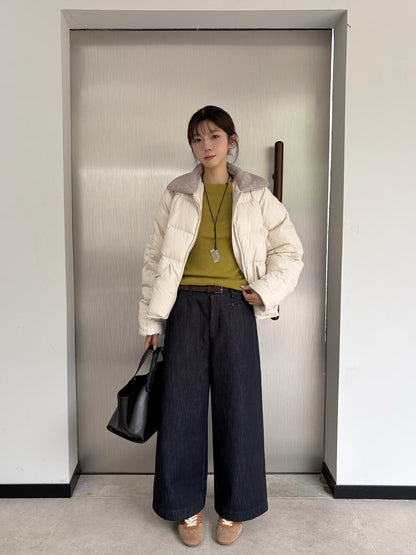 // 極簡BB絨九分直筒褲