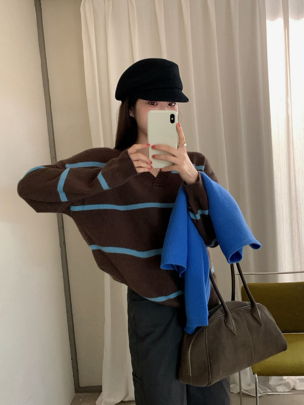 // 高質料6色raccoon柔軟V領毛衣