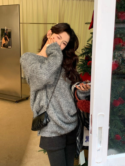 // 18%羊毛氣質一字領兩穿毛衣