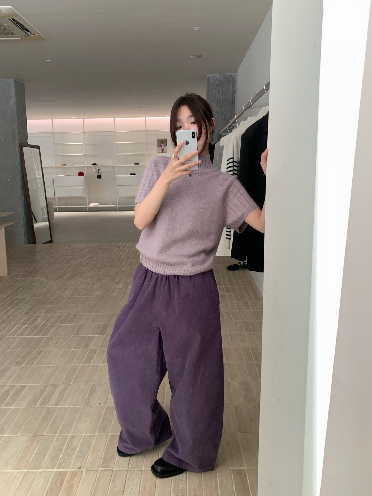 // 小復古感橡筋腰燈芯絨褲