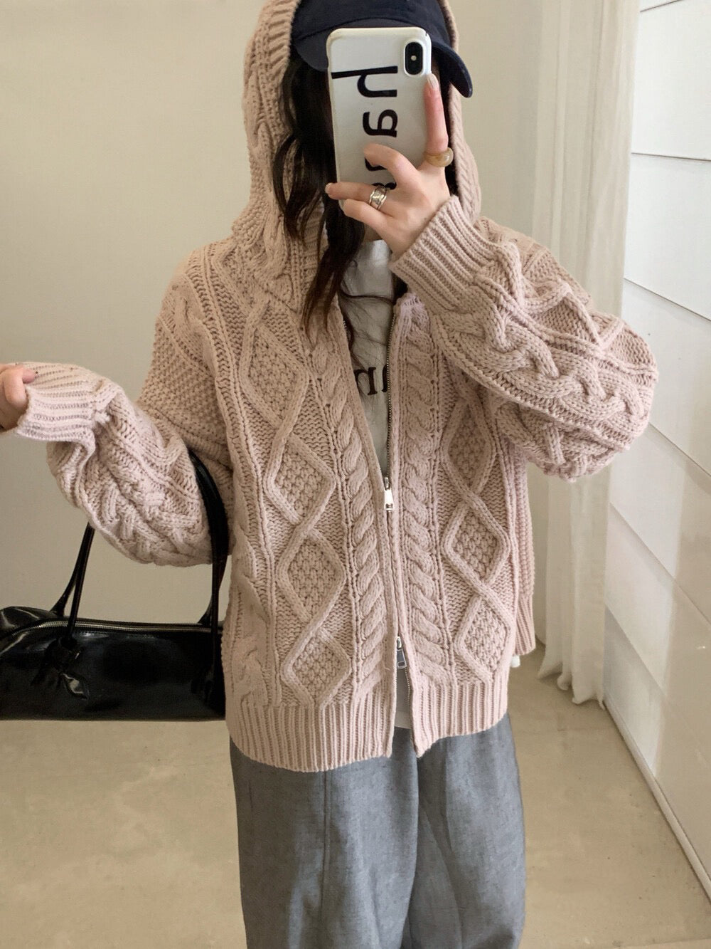 // 重工麻花上下拉鍊連帽CD