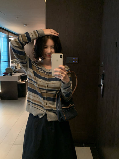 // 復古撞色間條9%羊毛CD