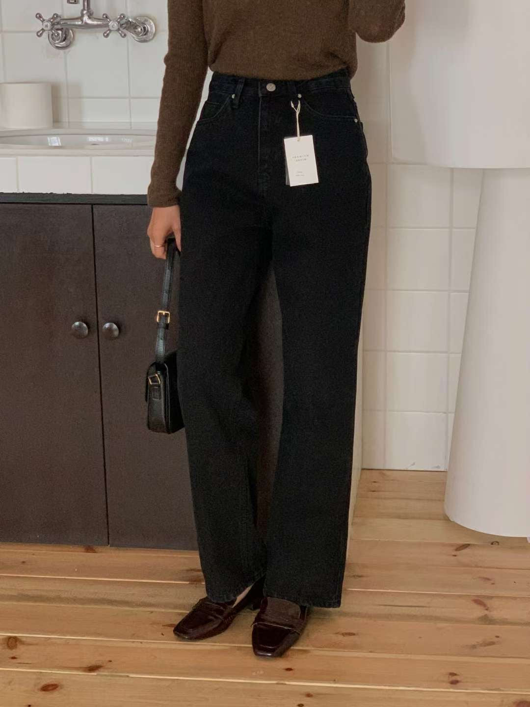 // premium black washing denim