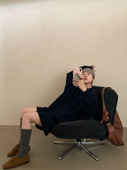 // 慵懶感毛衣+短褲套裝