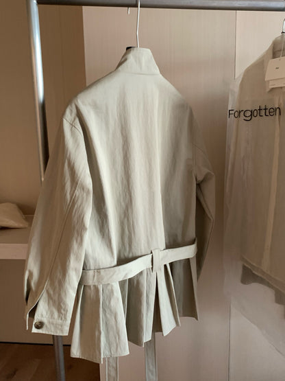 // 設計感百褶腳可立領trench coat