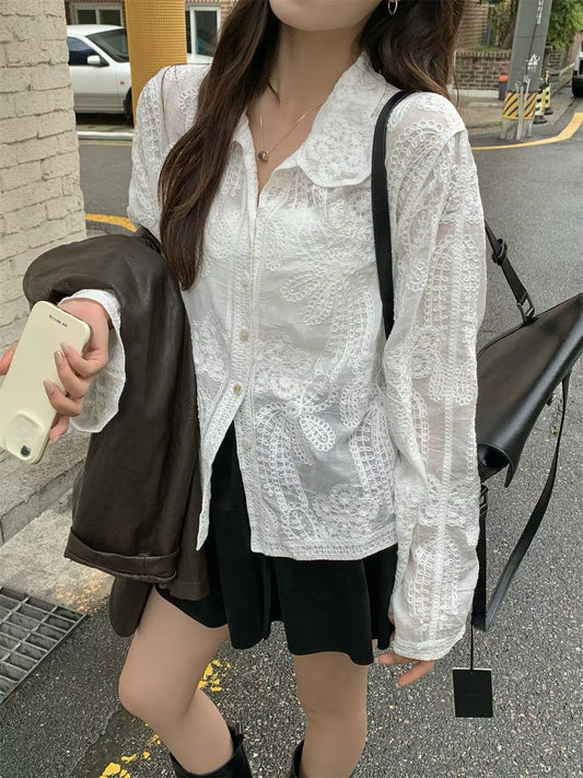 // 重工整件刺繡鈎花恤衫